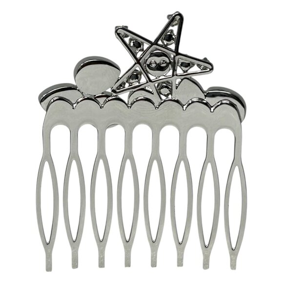 Swarovski Bailee Star Silver Tone Crystal Hair Comb Sparkling Wedding Formal - Picture 3 of 13